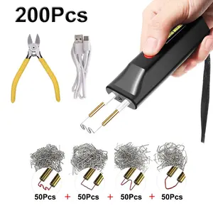 Portable Car Plastic Welding Tool Kit, USB Rechargeable Portable Thermoplastic Welding Repair Tool with 200pcs Welding Staple Combo Kit, Auto Bumper Repair Stapler Welding Tool