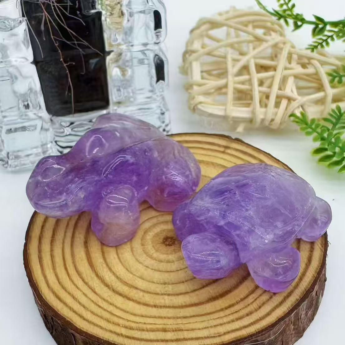 2pc Amethyst turtle or frog natural crystal