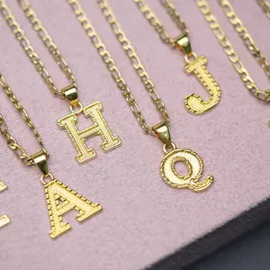 18K Gold Plated Initial Pendant Necklace, Vintage Ste A-Z Initial Captital Monogram Pendant Necklace - Unisex Design Stainless Steel Chain, Great Gift Item!Fashion Trend Initial Necklace Jewellery