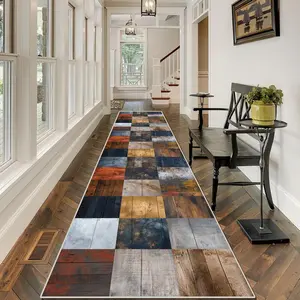 Abstract Art Style Long Rug, Modern Geometric Rug, 1 Count Colorful Geometric Pattern Non-slip Floor Mat, Washable Decorative Carpet for Home Living Room Bedroom Kitchen