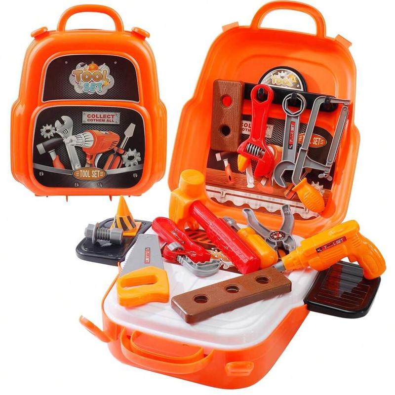 NETNEW 21PCS Kids Tool Set - Toddler Construction Tools With Toolbox & Electronic Drill, Pretend Play Set For Boys And Girls Aged 3-7, Birthday Gift For 3-6 Year Olds