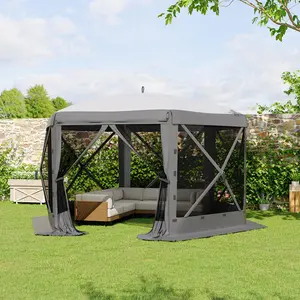 11x11FT Quick Setup 6-Sided Pop-Up Canopy Tent – Outdoor Patio Canopy with Mesh Panels, Removable Wind Cloths & UV Protection – Easy Assembly, Portable for Camping, Garden, Parties