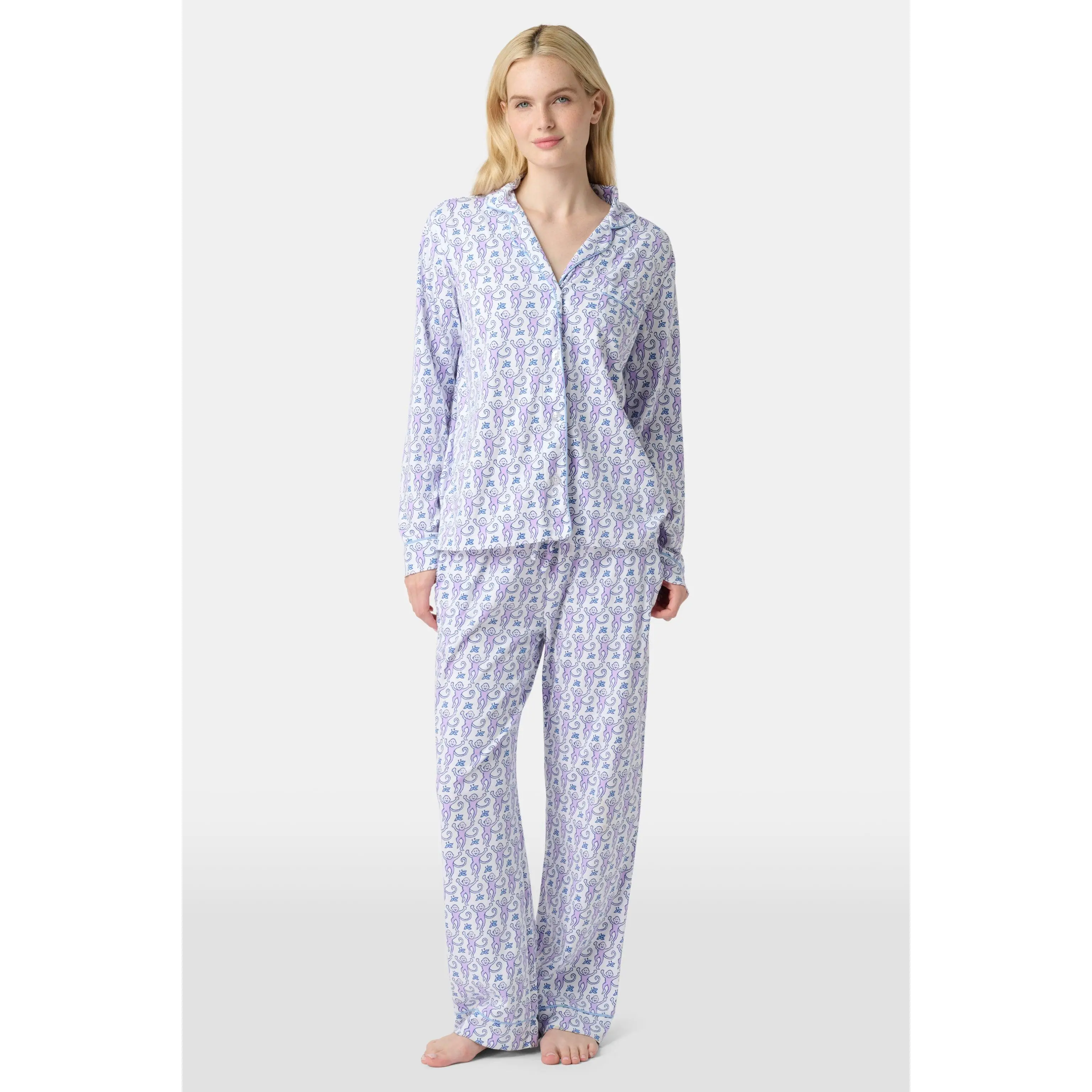 Monkey Long Sleeve Polo Pajamas