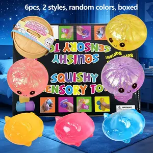 1/6pc Novel stress relief toy set, relieves anxiety, slowly rebounds stress relief toys, fun interactive design, cute desktop accessories suitable for office workers, party gifts, holiday gift creativity, perfect gift selection, boxed