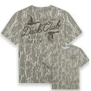 Riley Green Duck Club Mossy Oak Camouflage Tee – Hunting Camo Shirt, Cotton Soft Stretch, Men's Casual Streetwear, Full Size S-5XL