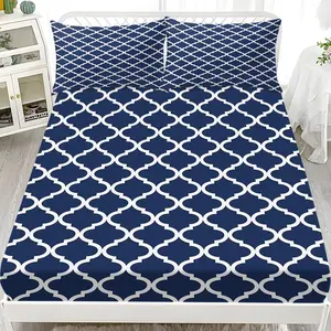 3-Piece Bedding Set with Grid Pattern, High-Definition Digital Print, 100% Polyester, Ideal for Bedroom, Guest Room, Hotel