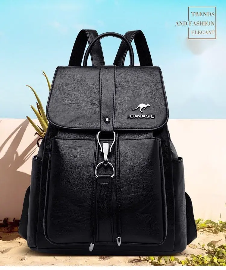 Brand new Red Wine leather ladies casual backpack fashion all-match soft leather Bag