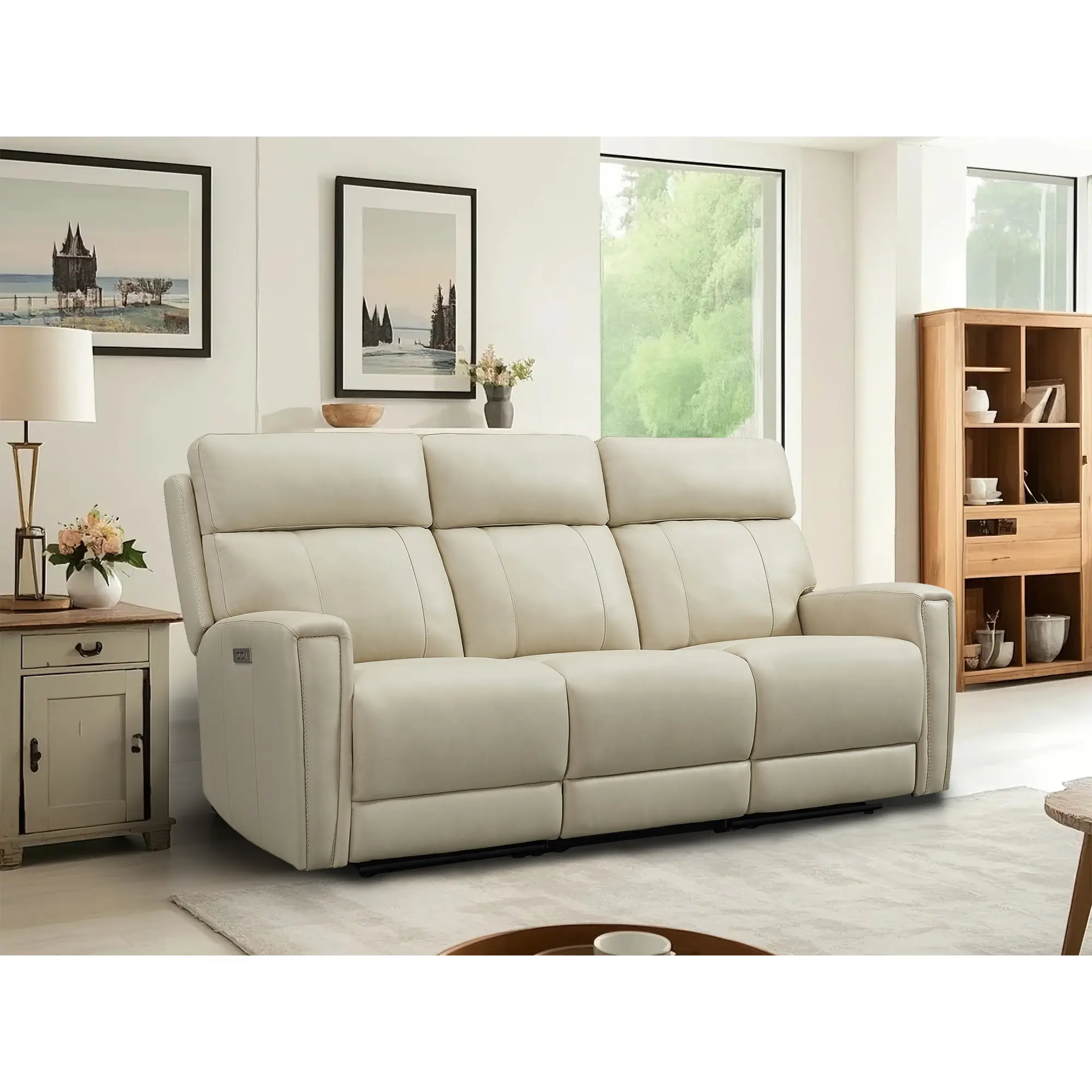 【5 Packages Shipping】3-Seater Genuine Leather Triple Power Reclining sofa