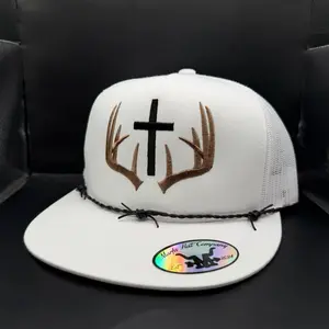 Faith Rack Hat with Cross and Antler Design Snapback Cap for Men and Women