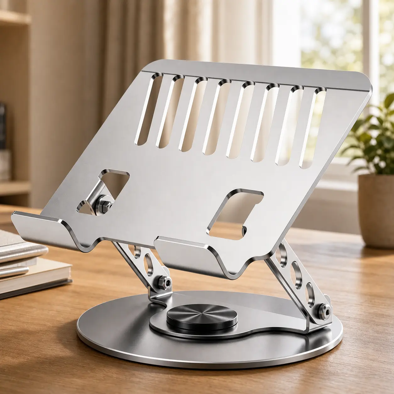 360° Rotating Laptop Stand, Adjustable Foldable Aluminum Laptop Stand, 2-in-1 Multifunctional Laptop Stand Hub for Gaming Laptop and Mobile stand, Portable Laptop Holder Compatible with MacBook, Father’s Day Gift for Working Men