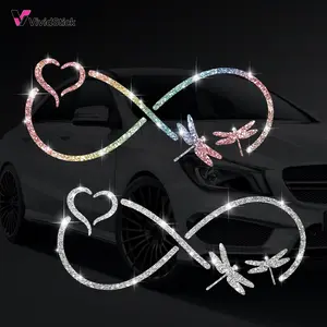 Shimmering Infinite Heart Butterfly Universal Car Sticker, Self-Adhesive No Residue Easy Installation, Suitable for Cars Trucks Motorcycles Glass Windows Laptops