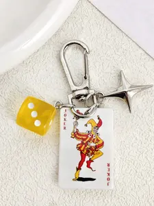 Star Pendant Poker Dice Keychain, Spade Diamond Club Alloy Metal Key Ring, Bag Accessory, Car Key Chain, Phone Strap