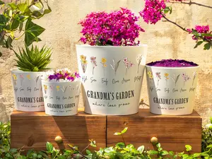 Grandma's Garden Flower Pot, Personalized Birth Flower Planter, Grandma’s Garden Planter, Unique Gift for Nana or Mom, Personalized Plant Pot, Custom Plant Pot, Birth Flower Flower Pot, Gift For Grandma, Mothers Day Gift, Planter
