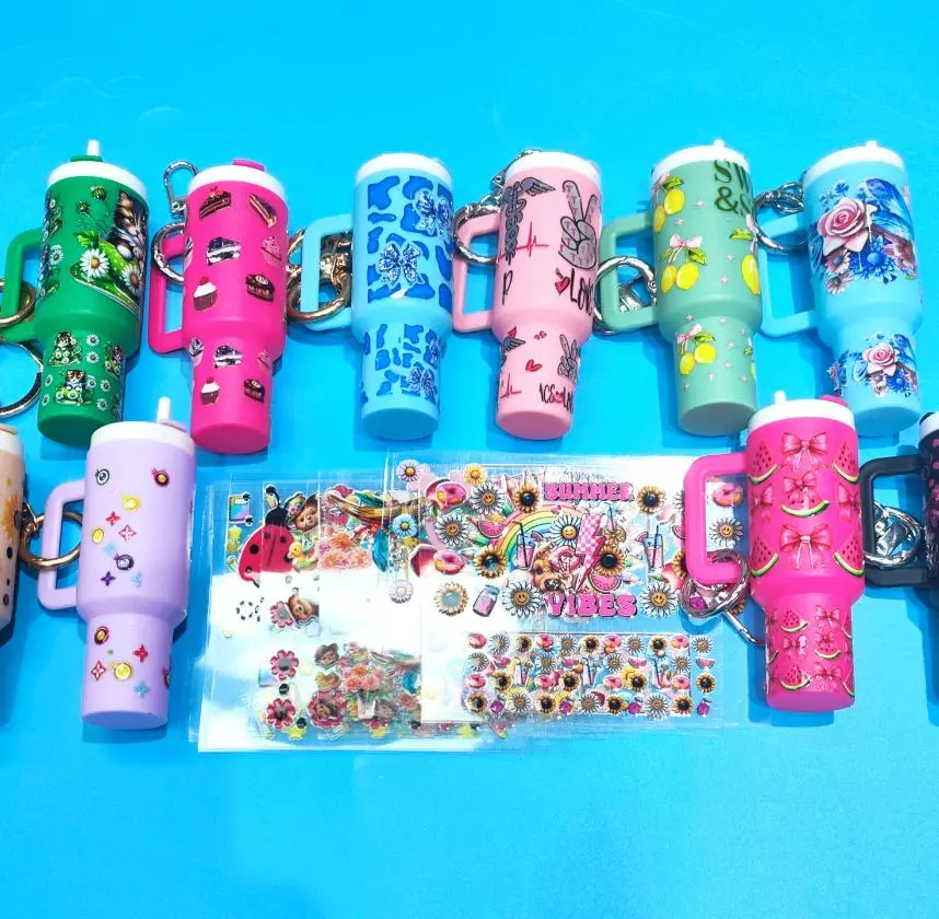 Cartoon Mini Tumbler Cup Keychains Stickers--Stickers and cup keychains need to be purchased separately Trinkets Walletchain