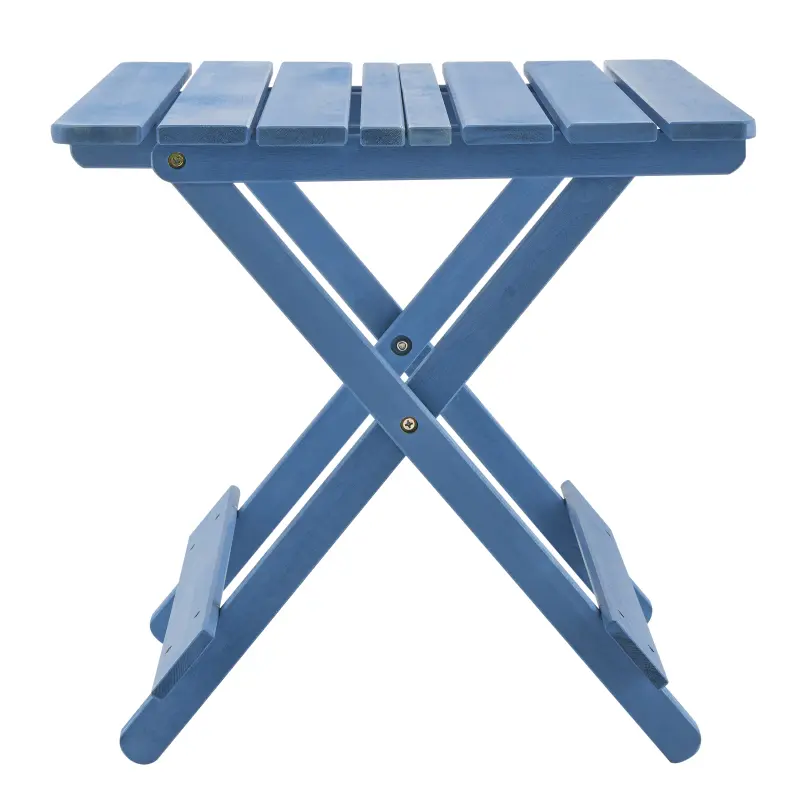 Acacia Wood Outdoor Square Table - Lightweight, Foldable, Fully Assembled Solid Wood Garden Table, 24.6*19.3*2.7 in, 7.05 lbs, Portable Space-Saving for Backyard, Easy Transportation, Blue, 24.6*19.3*2.7 Inch