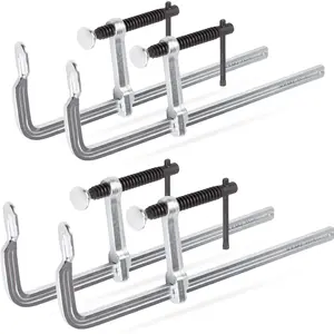 4-Pack Welding Bar Clamps 12 Inch, Drop Forged Steel Bar Clamps Throat Depth 3 inch Load Force 450 Lbs for Woodworking,Welding, Metal working