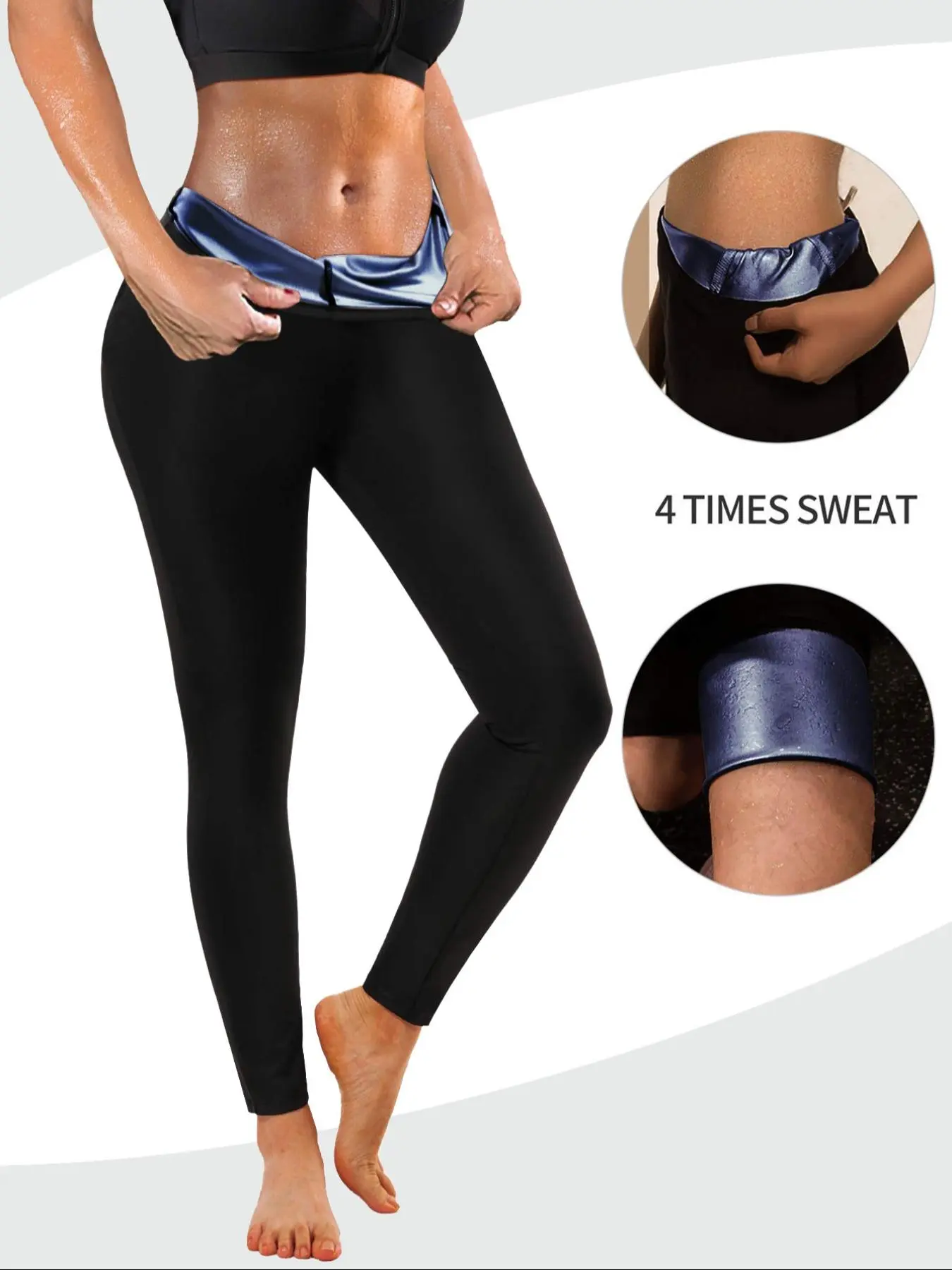 Women's Solid Color Sauna Pants, High Waist Tummy Control Butt Lift Leggings, Ladies Sportswear for Gym Yoga Workout, Activewear Bottoms, Athletic Bottoms
