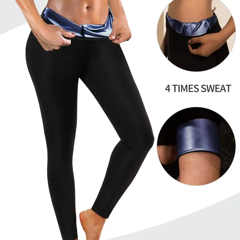 Women's Solid Color Sauna Pants, High Waist Tummy Control Butt Lift Leggings, Ladies Sportswear for Gym Yoga Workout, Athletic Bottoms, Workout Clothes
