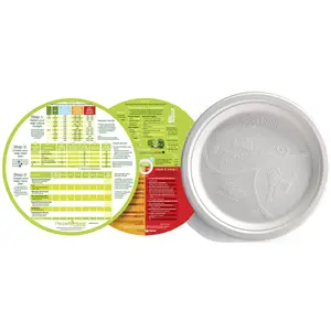 Precise Portions 10-inch Compostable Dinner Plate (Set of 25) Nutrition Guiding Plates, Dinner Paper Plates, Light Weight Plates