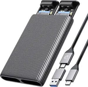 ORICO Dual M.2 NVMe SSD Aluminum USB3.2 Gen2 10Gbps, M.2 Type-C Docking Station for PCIe M-Key, B&M Key 2230/2242/2260/2280 SSD, Tool-Free, Up to 4TB