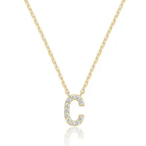 Women's exquisite 14K letter pendant necklace, personalized initials cubic zirconia necklace, women's jewelry necklace