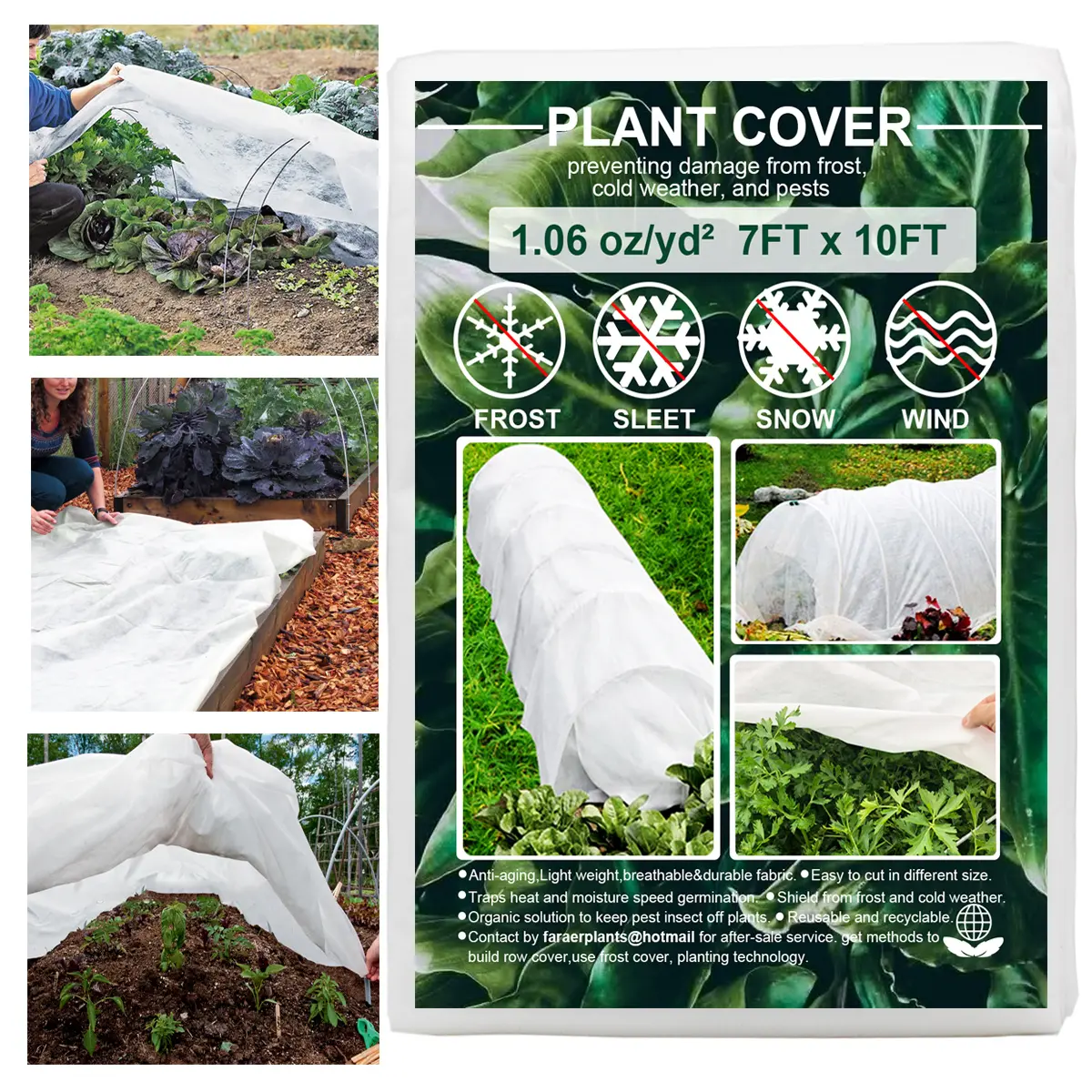 Plant Covers Freeze Protection, 7ft×10ft Reusable Rectangle Frost Protection Floating Row Cover Plant Blanket Garden Winterize Cover for Cold Weather Snow