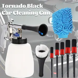 1 Set Tornado Car Wash Tool Kits(US Type Connector)Revolutionary Air,Powered Dust Cleaner for Engine Compartments and Interior Detailing,1 Spray Bottle,1 Cloth,5 Brushes,Hand Tools Kits