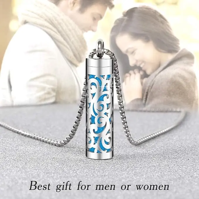 Maromalife Essential Oil Necklace for Women 316L Stainless Steel Aromatherapy Pendant Diffuser Necklace Metal Coating Gift for Men Women Christmas Birthday