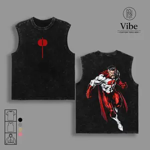 Invincible Omni-Man Vintage Washed Oversized T-Shirt, Tank Top, Anime Superhero Graphic Tee, Premium Heavy Cotton Streetwear, Unisex Comic Urban Fashion Shirt for Invincible Fans