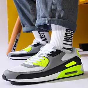 Men's Mesh Surface Air Cushion Anti-Slip Running Shoes, Korean-Style Trendy Sports and Casual Sneakers, Soft Sole Comfortable Footwear