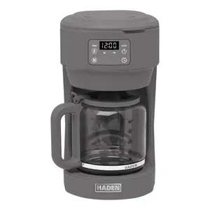 Haden Chelsea 10 Cup Digital Drip Coffee Maker with Glass Carafe, Grey & Chrome