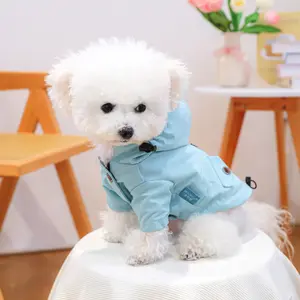 Sky Blue Hooded Raincoat for Pets, Dog Rain Poncho for All Seasons, Waterproof Rainwear for Small Dogs Like Teddy, Bichon, Pomeranian, Clothing