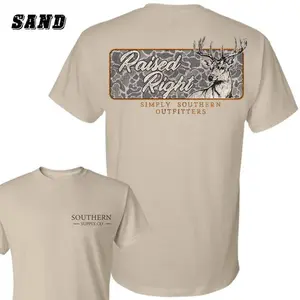 Raised Right Deer Camo Southern Outfitter 2 Sided Unisex T-Shirt, Hunting Outdoors Apparel, Hunting Deer Tee