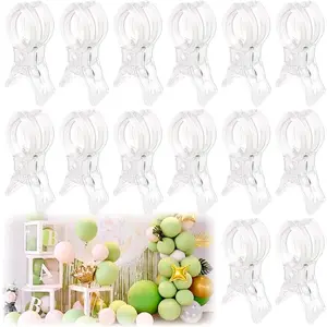 14 Pack Clear Balloon Arch Clips, 3.5" Plastic Transparent Clamps Heavy Duty Spring Clamps for Balloon Arch, Birthday Decoration Crafts Woodworking Photography Studios