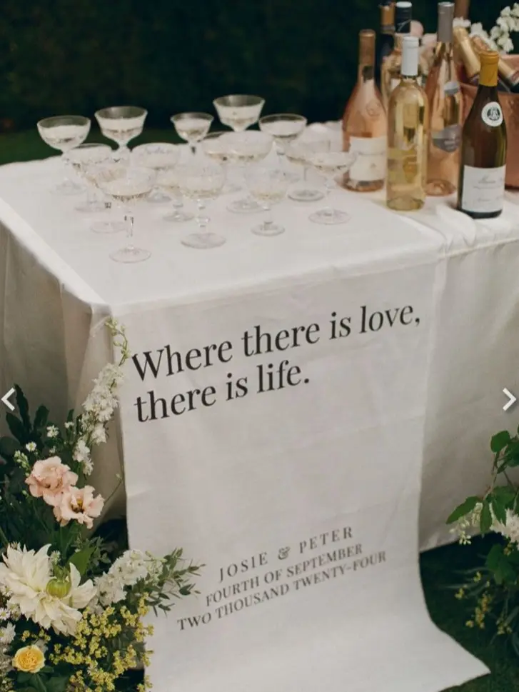 Personalized Wedding Table Runner, wedding decoration, Wedding Banner, Sweetheart Table Decor, Anniversary Gift Idea, Custom Linen Wedding Banner, Elegant Reception Decor