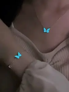 Glow-In-The-Dark Butterfly Friendship Bracelet, Alloy Chain, Charming Fashion Design Party Jewelry Gift, Perfect Holiday Present for Special Occasions
