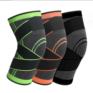 Sports pressure knitted knee pads Running cycling basketball breathable strap knee pads Outdoor fitness mountain knee pads