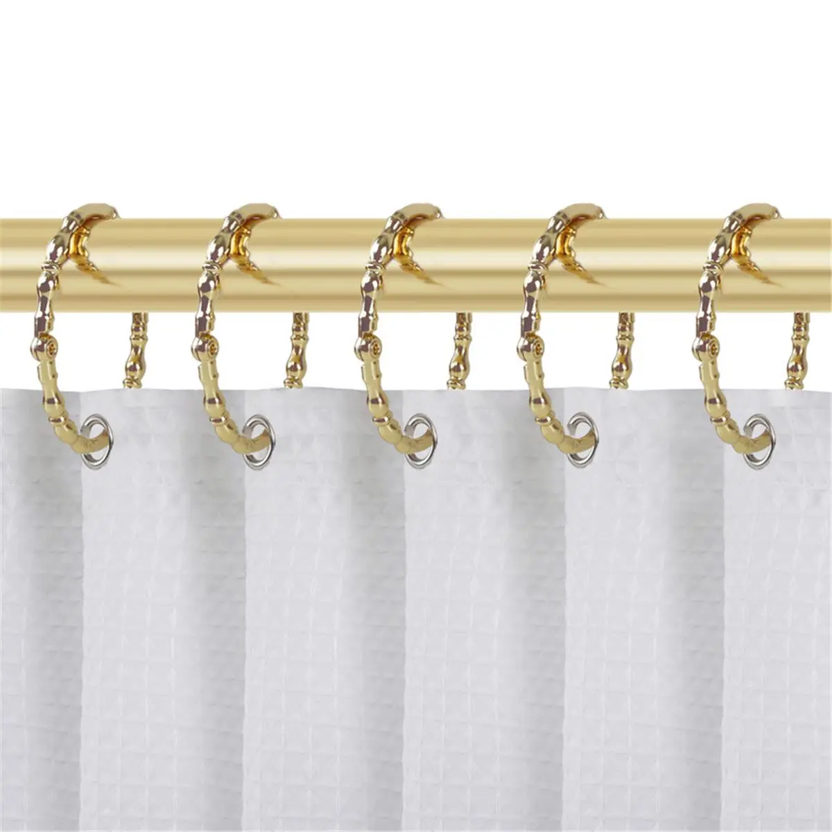 212 MAIN Metal Shower Curtain Hooks, 12-Piece Rustproof Zinc Alloy Bathroom Fixture Accessories, Classy Gold Bronze Hooks for Curtain or Liner, Bronze Bathroom Fixture Accessories
