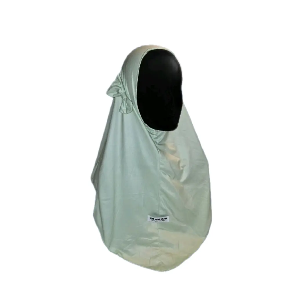 Kid Pistachio Bow Pull on Hijab - Light Green, Comfortable Design, Suitable for Kids, Soft Fabric, Comfortable Fit