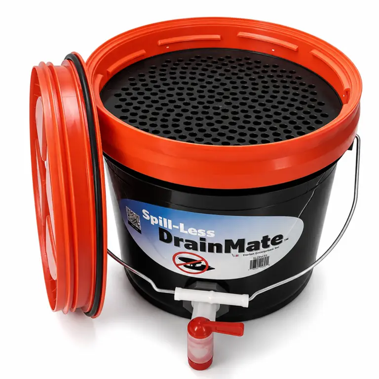 Spill-Less DrainMate Plastic Oil Drain Pan - 14 qt Capacity, No Cleanup Needed, Made in USA, Automotive Car Engine & Transmission Repair Tool