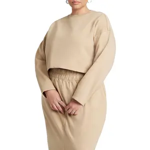 ELOQUII Women's Plus Size Oversized Cropped Sweatshirt