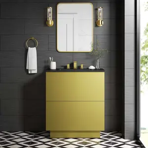 Modway Quantum 30" Bathroom Vanity in Black Gold