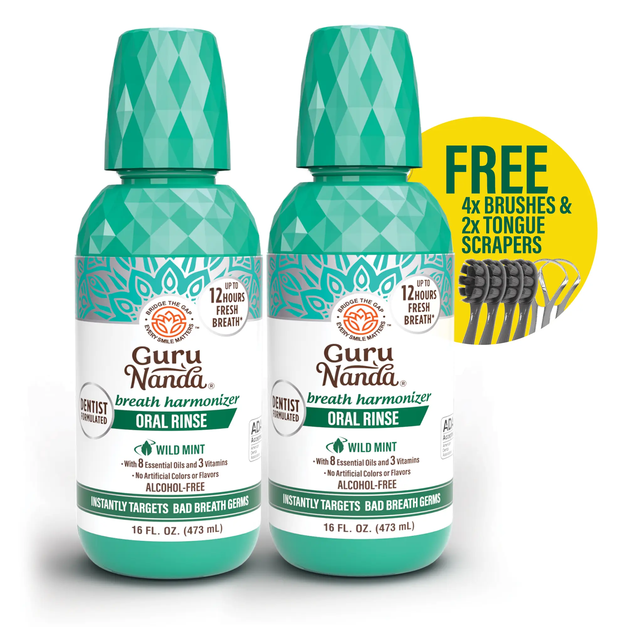 Oral Rinse Breath Harmonizer Mouthwash, Wild Mint - 2 Pack