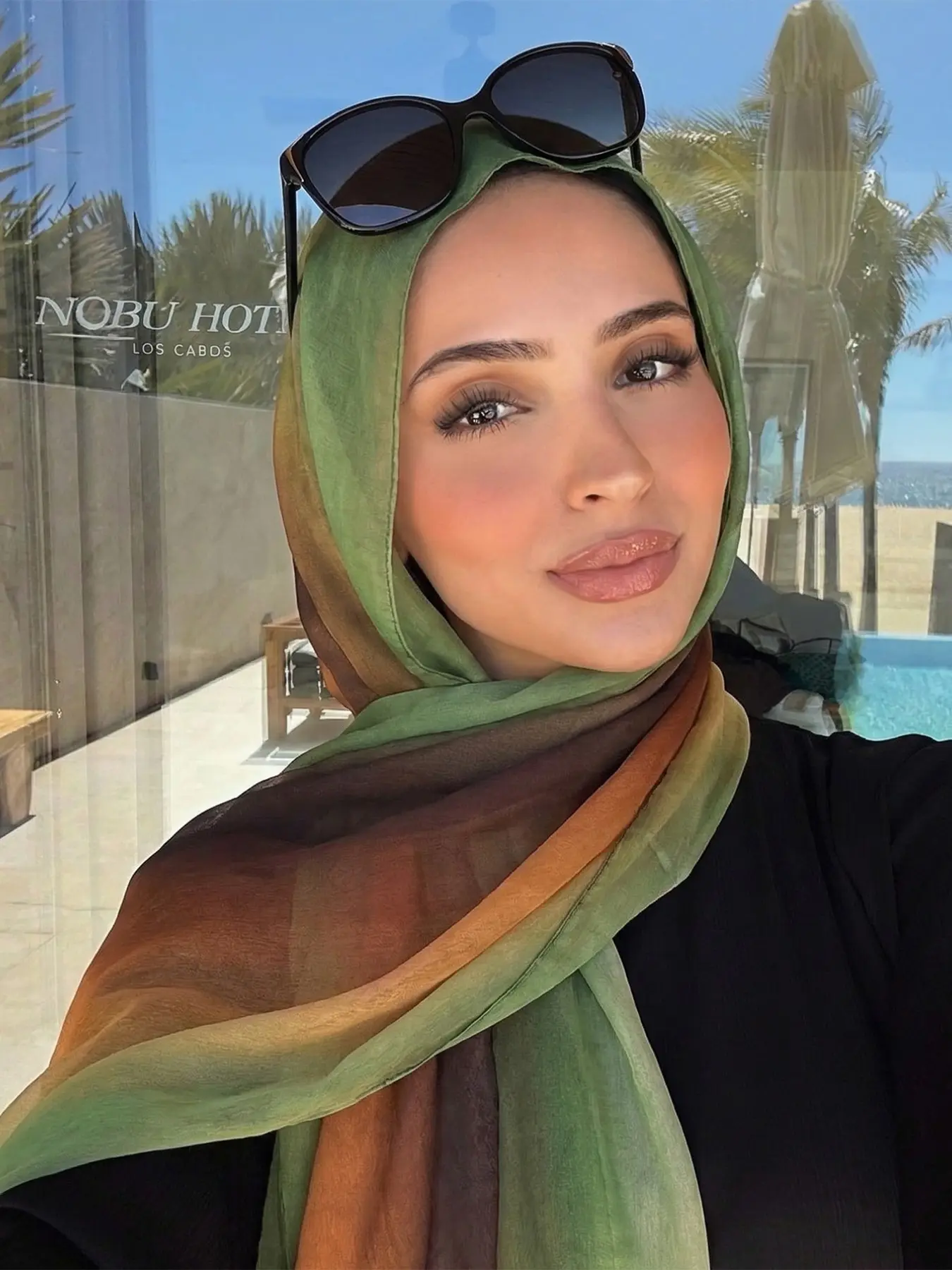 Women's Elegant Tie-Dye Print Long Polyester Scarf, Versatile Lightweight Shawl Bandana Headscarf, Modesty Hijab Wrap, Perfect for Commuting & Travel Accessories