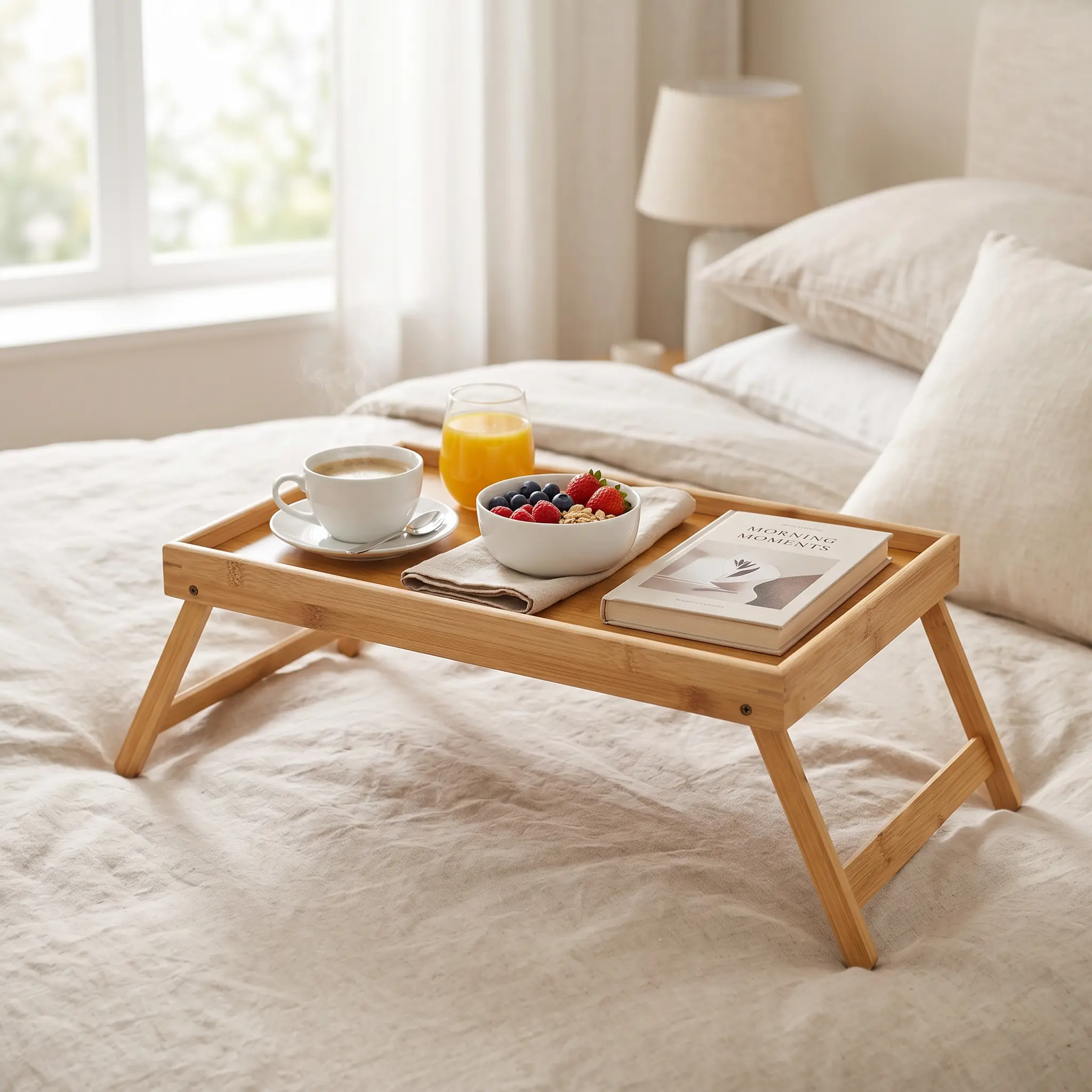UDEAR Bamboo Multifunctional Folding Table, Minimalist Computer Desk with Tray and Folding Legs UDEAR Bamboo Multifunctional Folding Table, Minimalist Computer Desk with Tray and Folding Legs