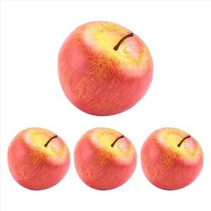 4 Large Artificial Red Apples-Decorative Fruit