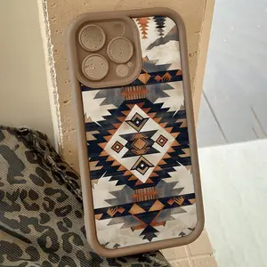 Western style, retro totem phone case, shockproof phone protection cover, compatible with iPhone 17 16 15 14 13 12 11 X XS Pro Max Plus Air, full-range shockproof phone case.QXB702