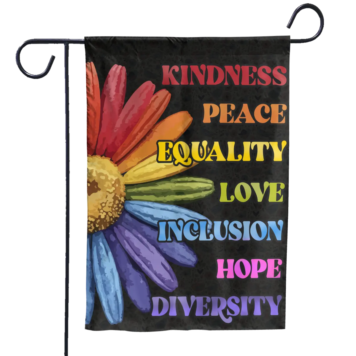 LGBT Rainbow Pride Garden Flag - Kindness Peace Love Equality Yard Decor