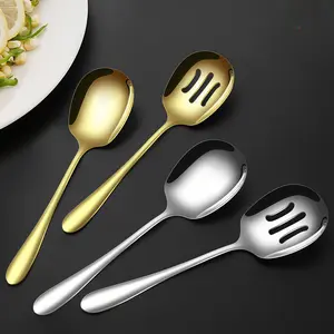 10pcs Stainless Steel Large Buffet Serving Spoons, Perfect for Kitchen, Cooking, Restaurant, Christmas Party, Banquet Use