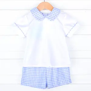 Light Blue Check Collared Short Set - Classic Boys Outfit